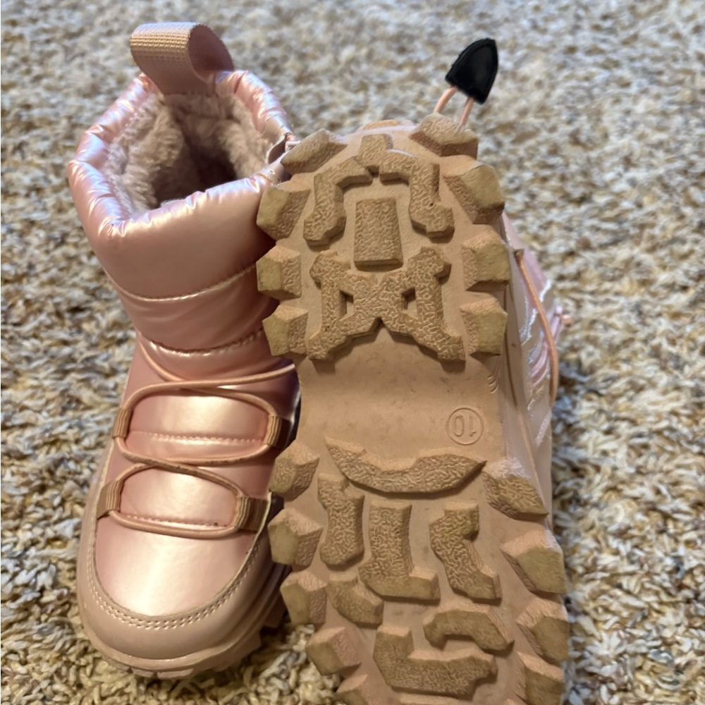 Dream Pairs Shiny Pink Kids Snow Boots